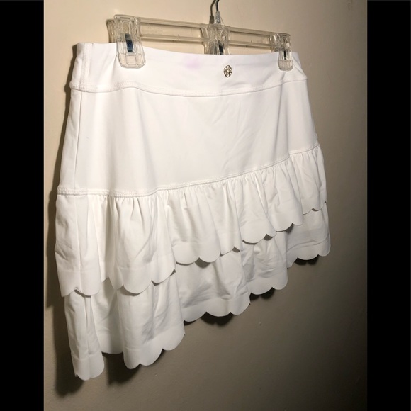 Lilly Pulitzer Luxletic White Miesha Athletic Skort Scallop Tennis Skirt Medium - Picture 7 of 13